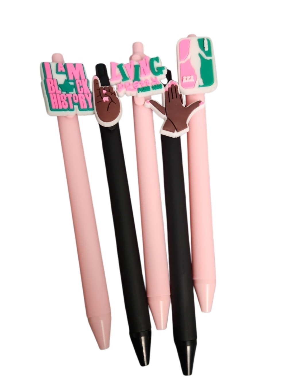 Alpha Kappa Alpha (AKA) Sorority Soror Sister Pen Set of 5 Pink & Green